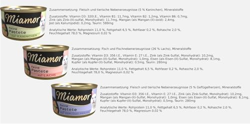 Miamor Feine Pastete für Katzen | als 12x oder 24x 85g Nassfutter-Mix erhältlich | mit garantiert 8 Verschiedene Sorten für die tägliche Abwechslung | ohne Soja - ohne Farbstoffe (85g, 24er Mix)