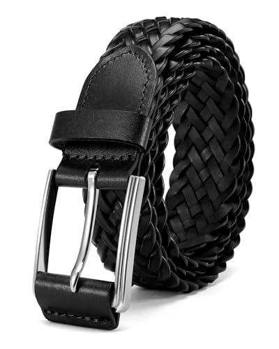 Image of Mens Belt, Chaoren Ratchet Belt Dress with 1 3 /8 inch Genuine Leather, Slide Belt with Easier Adjustable Buckle, Trim to Fit, T Shaped Gun - Black, 28 inch to 38 inch Waist Adjustable
