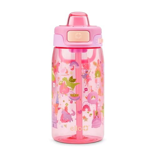 Ello Kids Pop & Fill 16oz Tritan Plastic Water Bottle with Quick Fill Technology, Leak Proof Locking Lid, Sip & Chug, BPA Free, Dishwasher Safe, For School, Lunchboxes, Royal Palace
