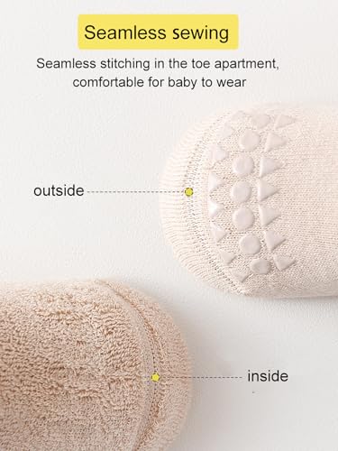 Baby Non Slip Socks Toddler Anti Skid Slipper Crew Sock Warm Thick Crawling Sock for Unisex Girl Boy Newborn 5 Pairs3