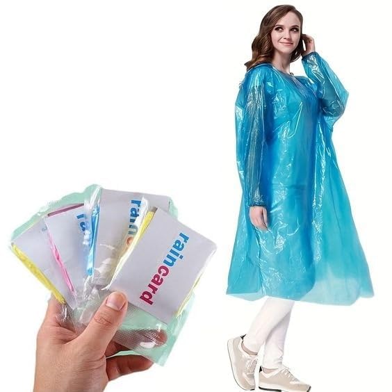 Pocket Size Disposable Raincoat for Men & Women for Travel Use Emergency Use Easy to Carry & Wear Thin Plastic Rain Card-image-29