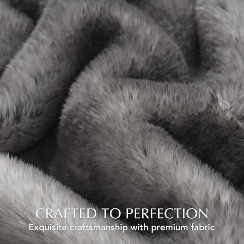 Image of EVERGRACEHOME Ultra Soft Luxury Fluffy Mink Faux Fur Throw Blanket, Thick Warm Fall Winter Blankets for Bed, Couch, Cozy Plush Reversible Blanket for Chair, Sofa (Ombre Silver Onyx, 60 inchx80 inch)