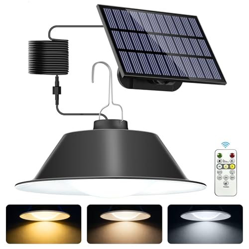 AGOTD Solar-hängeleuchte solarlampen für außen hängend mit Fernbedienung dimmbare/zeitgesteuerte Solarlampe große Batteriekapazität und IP65 wasserdicht Solar Licht mit 5M Kabel für Innen/Außen