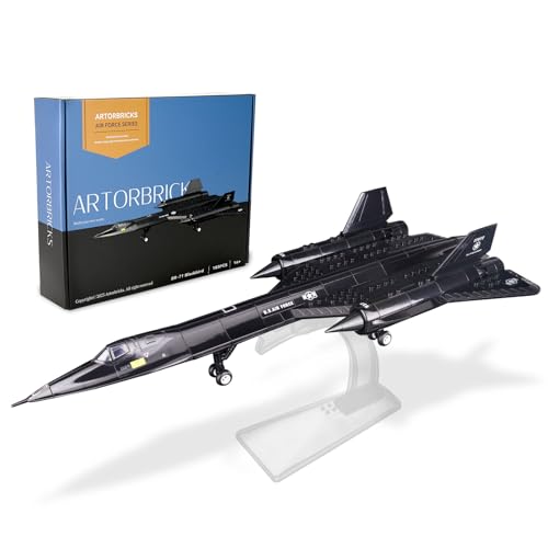 ArtorBricks SR-71 Reconnaissance Blackbird Airplane Military Building Set with Display Stand...