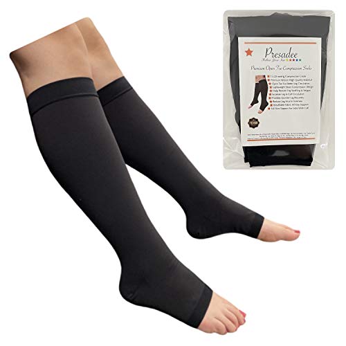 Image of Presadee Premium Sheer 15-20 mmHg Moderate Compression Leg Calf Open Toe Socks