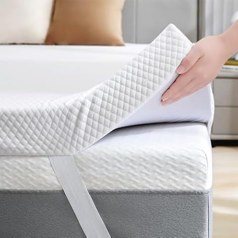 SINWEEK 3 Inch Gel Memory Foam Mattress Topper King Size, Ventilated High Density Pad for Back Pain, Bed Topper with Remov...