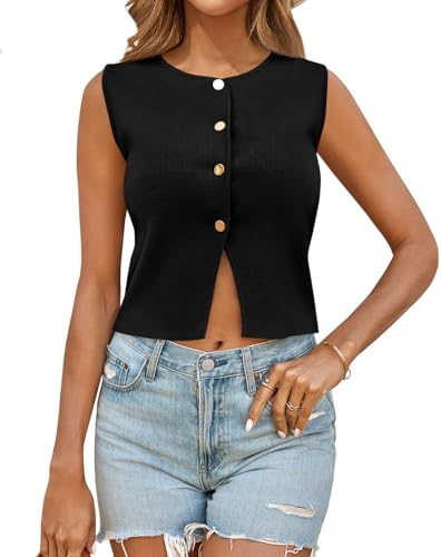 Saodimallsu Womens Sleeveless Cropped Sweater Vest...