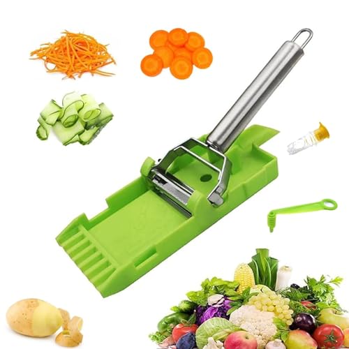 SENIURIS Pelador multifuncional de una sola hoja, pelador de patatas multifuncional de limón y pelador de verduras en espiral.