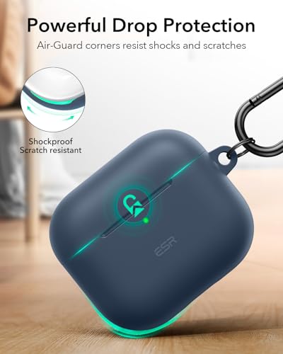 Image of ESR for AirPods 4 Case, Compatible with AirPods 4th Generation Case (2024) (USB-C), Magnetic Lid Lock, Full Drop Protection Cover, Cloud Soft Case, Navy Blue