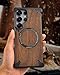 OATSBASF Magnetic Wood Case Compatible with Samsung Galaxy S25 Ultra, [Natural Wood & Aluminum] Shockproof Protective Cover Unique Wooden Case with 360° Ring Stand, Black