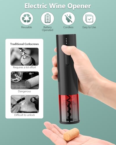Electric Wine Opener Gift Set – Premium Wine Accessories with Wine Aerator, Vacuum Stopper, Foil Cutter and Gift Box – Ideal Valentines Gift for Wine Lovers and Special Celebrations