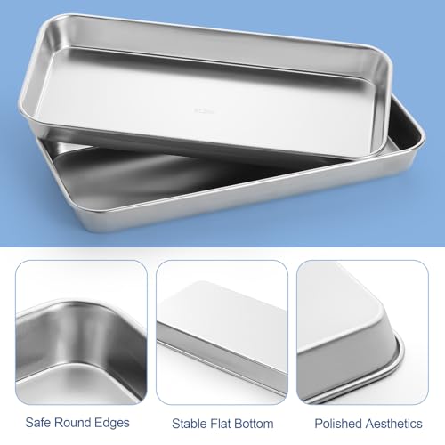 Image of JMU Medical Surgical Stainless Steel 100 Pcs, 8.74 inch x 4.49 inch x 0.87 inch Dental Lab Instrument Trays, Flat Tray