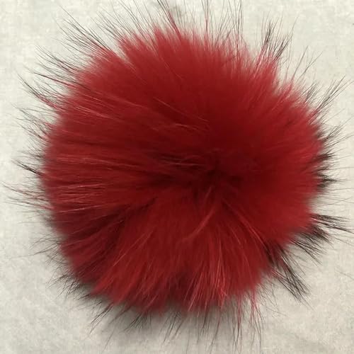 XIUPO Pompón de Piel Pompón Natural Pompón de Bola de Pelo Grande Hecho a Mano con Hebilla