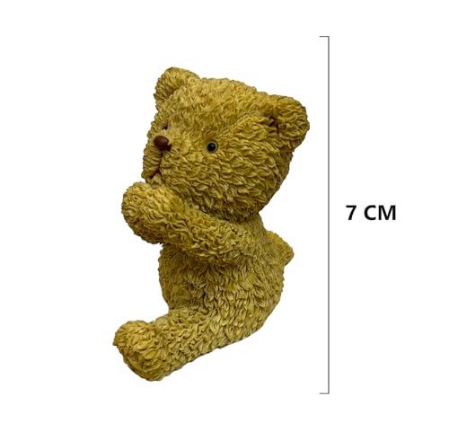 Image of AUGEN Polyresin Cute Brown Teddy Bear Statue Showpiece for Home Decor Decoration and Gifting (0727-D21, 7cm)