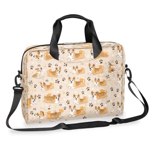 Sacoche ordinateur 33-40 cm Corgis patte de chien pour vos déplacements quotidiens actifs
