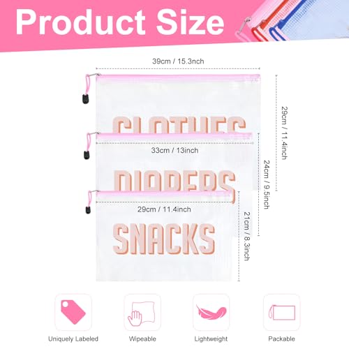 Image of 3pcs Hospital Bag Organizing Pouches for Labor and Delivery, Maternity Essentials Diaper Bag Organizer for Mom Travel - White,Medium