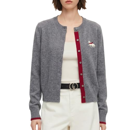 Image of GOELIA Women Wool Blend Lightweight Cardigan Sweaters 2026 Spring Business Casual Solid Long Sleeve Knitted Cardigan Top