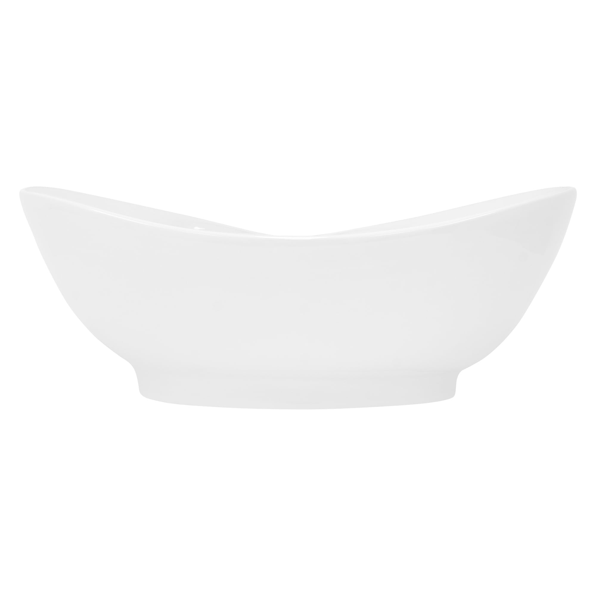 LuxeBath Lavabo in Ceramica Bianco Lucido 590x395x205 mm Lavandino da Appoggio Ovale Design Moderno Lavamani Bacinella Sanitari Arredo da Bagno Toilette Casa Lavello incl. Piletta e Troppopieno