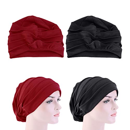 Gorro largo feminino F Fityle, 2 unidades, chapéu de malha de algodão de inverno confortável, chapéu
