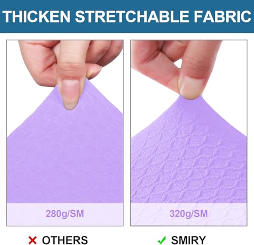 Image of Smiry Waterproof Seat Covers for Dining Room Chairs, No Rear Covers | Stretch Jacquard Removable Washable Chair Seat Slipcovers Protector, Set of 6, Lavander