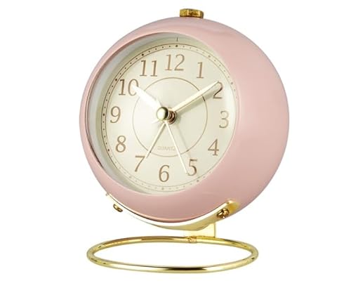 Silent Alarm Clocks Bedside, Silent No-tick Alarm,Clear Digital Display,Desk Clock Clocks for Bedrooms Loud Alarm Clock for Heavy Sleepers,Warm Light with Night Light,Beautiful Retro Alarm Clock(Pink)
