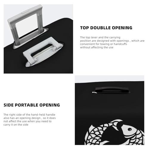 Pisces Zodiac Symbol Travel Luggage Cover Suitcase Protector Fits 18-21 Inch Case(Black,S)4