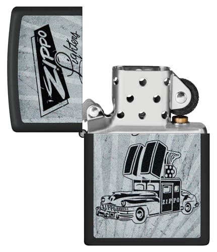 Image of Zippo Car Design Black Matte, Pocket Fuel Refillable Windproof Lighter, BIS Certified