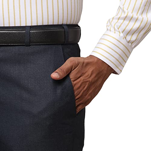 Image of Raymond Men's Polyviscose Blend Structure Pattern Slim Fit Flat Front Formal Trouser