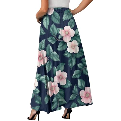 Women's Flowy Maxi Skirt Fashion Breathable High Waist Pleated Skorts Casual Long Skirt with Pockets Size S-2XL3