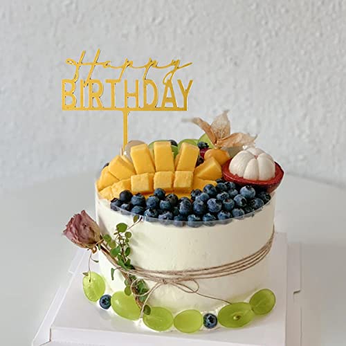 Gold Birthday Cake Topper, 6Pcs Acrylic Birthday Cake Toppers Happy Birthday Cake Toppers For Birthday Decorations #TOP6