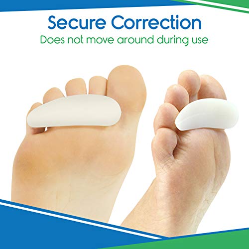 Vivesole Toe Separator For Bunion - Hammer Toe Straightener Pads (Pair) -Corrector For Curled, Crooked, Curved, Overlapping, Clubbed, Claw, Mallet Curling Relief-Right & Left Gel Support Crest Cushion #TOP6