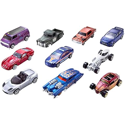 Hot Wheels 54886 - 1:64 Die-Cast Auto Geschenkset, je 10 Spielzeugautos, zufällige Auswahl, Spielzeug Autos ab 3 Jahren, 10er Pack, Mehrfarbig Cover