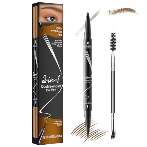 iwontalersy Lápiz de Cejas de Doble Punta con Microblading,Lápiz de Cejas Resistente al Agua 2 En 1,Crea un Maquillaje de Cejas Natural y Duradero(Marrón Claro)