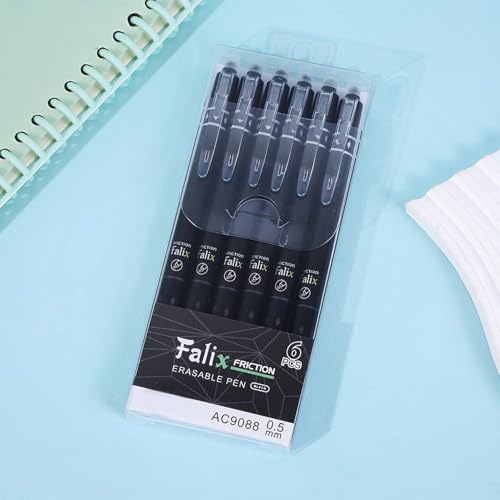 Bolígrafos de Tinta Gel Borrables 6 Piezas 0.5mm Negro miniatura 2