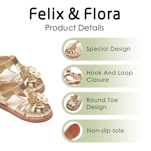Image of Felix & Flora Toddler Girls Sandals Flower Girl Shoes Soft Rubber Princess Flat Shoes