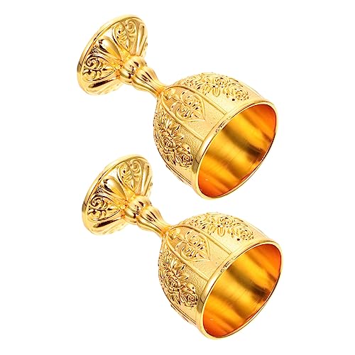 MAGICLULU 2 Juegos Copa De Vino Copas De Vino De Oporto Copas De Coctel Copas De Vino Francés Cristalería Gótica Copas De Vino Sin Tallo Vasos De Copa Golden Aleación 2 Piezas * 2