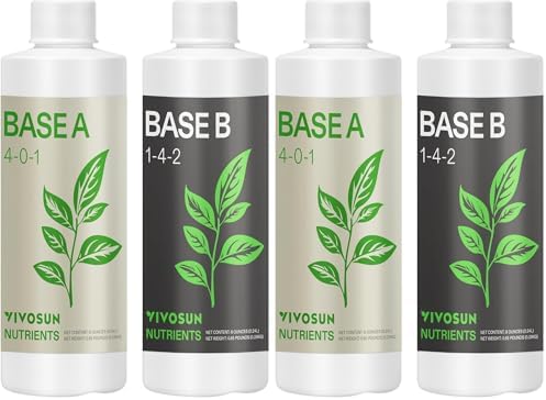 VIVOSUN Liquid Nutrients Base A & B Bundle, Grow Big Hydroponic Fertilizer, Supports Vegetative and Flowering Stages for Outdoor, Indoor Plants, Best Plant Food, Set of 8oz (Pack of 2)