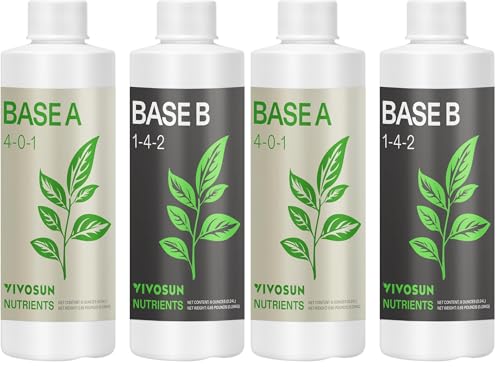 Image of VIVOSUN Liquid Nutrients Base A & B Bundle, Grow Big Hydroponic Fertilizer, Supports Vegetative and Flowering Stages for Outdoor, Indoor Plants, Best Plant Food, Set of 8oz (Pack of 2)