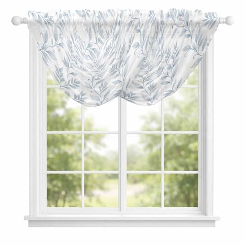 Waterfall Valances for Windows, Botanical Leafy Vines Transparent Swag Valance