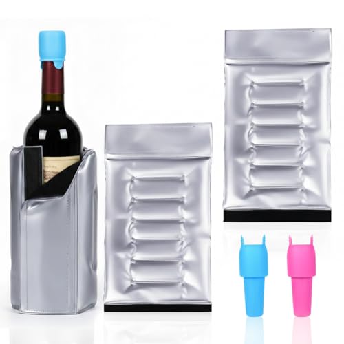 Wine Bottle Cooler Sleeve Reusable Ice Wine Chiller for 750ml Bottles Flexible Gel Ice Pack Keep Wine Cold for Travel Picnic Party