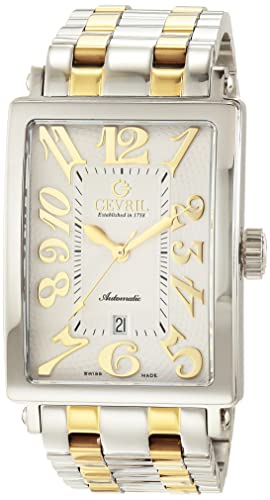 Gevril Men's Avenue of America Swiss Automatic Watch, Two Toned 316L Stainless Steel IPYG Bracelet with Deployment Buckle