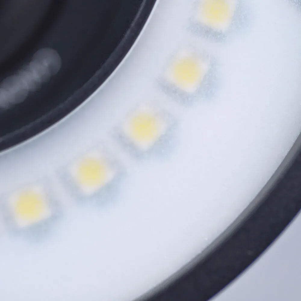 Kaiser Fototechnik 3250 KR90 - Luce ad anello, 30x LED tre chip, filettatura del filtro: 77 mm, batteria integrata, incl. anello adattatore, 55-72 mm, colore: Nero