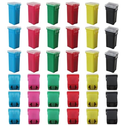 Kit de fusibles para automóvil, 36 piezas, fusibles tall/standard y low profile en forma de caja, para camionetas, camiones, RV y SUV (20 A, 30 A, 40 A, 50 A, 60 A, 80 A, 3 piezas cada uno), marca Xspeedonline miniatura 1