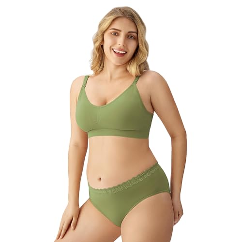 Image of HBselect Women Maternity Bras 5 Pack Nursing Bras for Breastfeeding Seamless Pregnancy Sleep Bralette with Extra Extenders