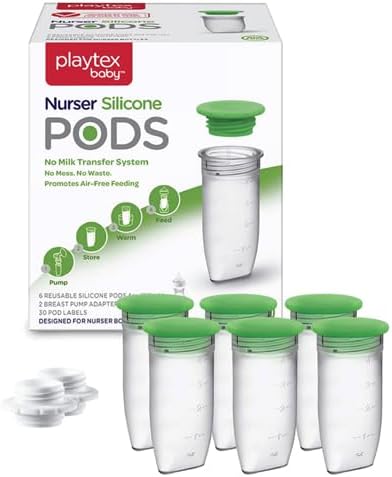 Playtex Baby Nurser - Cápsulas de silicona reutilizables, almacenamiento de leche materna y alimentación sin aire, 4 onzas, 6 unidades