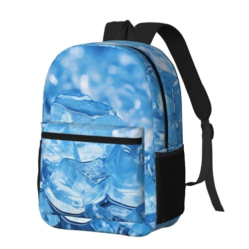 17 inch Laptop Backpack Blue Ice Cube Background Large Travel Daypack Laptop Bag Travel Hiking Rucksack2