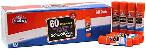 Elmer's Disappearing Purple School Glue Sticks, Washable, 7 Grams, 60 Count