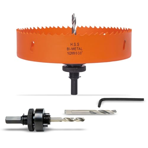 VIKITON 6-3/8 inch Hole Saw for Wood Metal Plastic & Drywall with Arbor