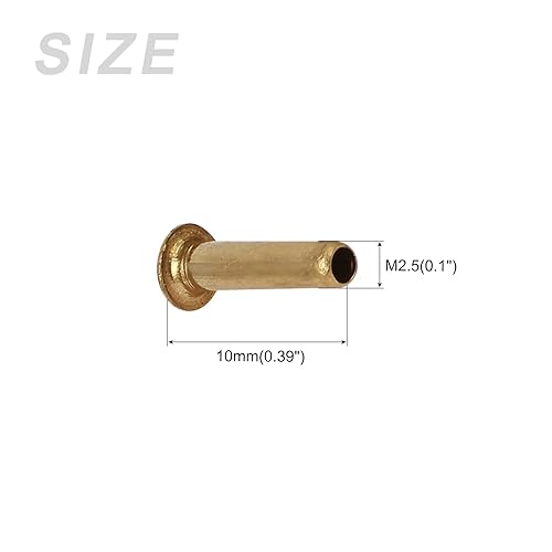 Miniatura 2 de METALLIXITY Remache de agujero pasante (M2.0.197 x 0.394 in), 100 unidades, tuercas de remache huecas de metal chapado en latón, para lona de cuero,