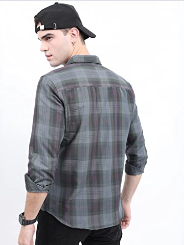 Image of KETCH Men Polycotton Slim Fit Checked Full Sleeve Shirt